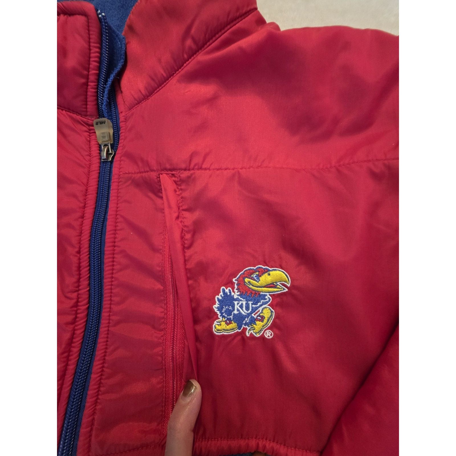 Majestic Kansas Jayhawks fleece jacket is a Majestic brand product Size US XL / EU 56 / 4 - 3 Thumbnail