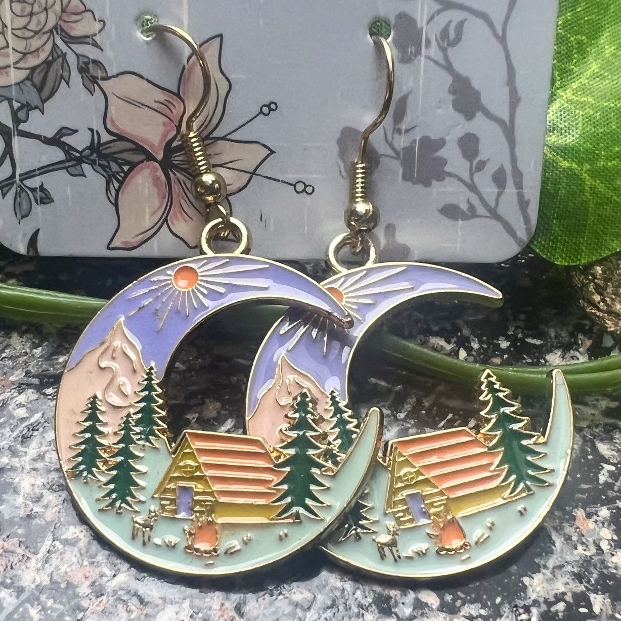 Other New Adventure Wanderlust Pastel Boho Moon Drop Earrings Size ONE SIZE - 2 Thumbnail