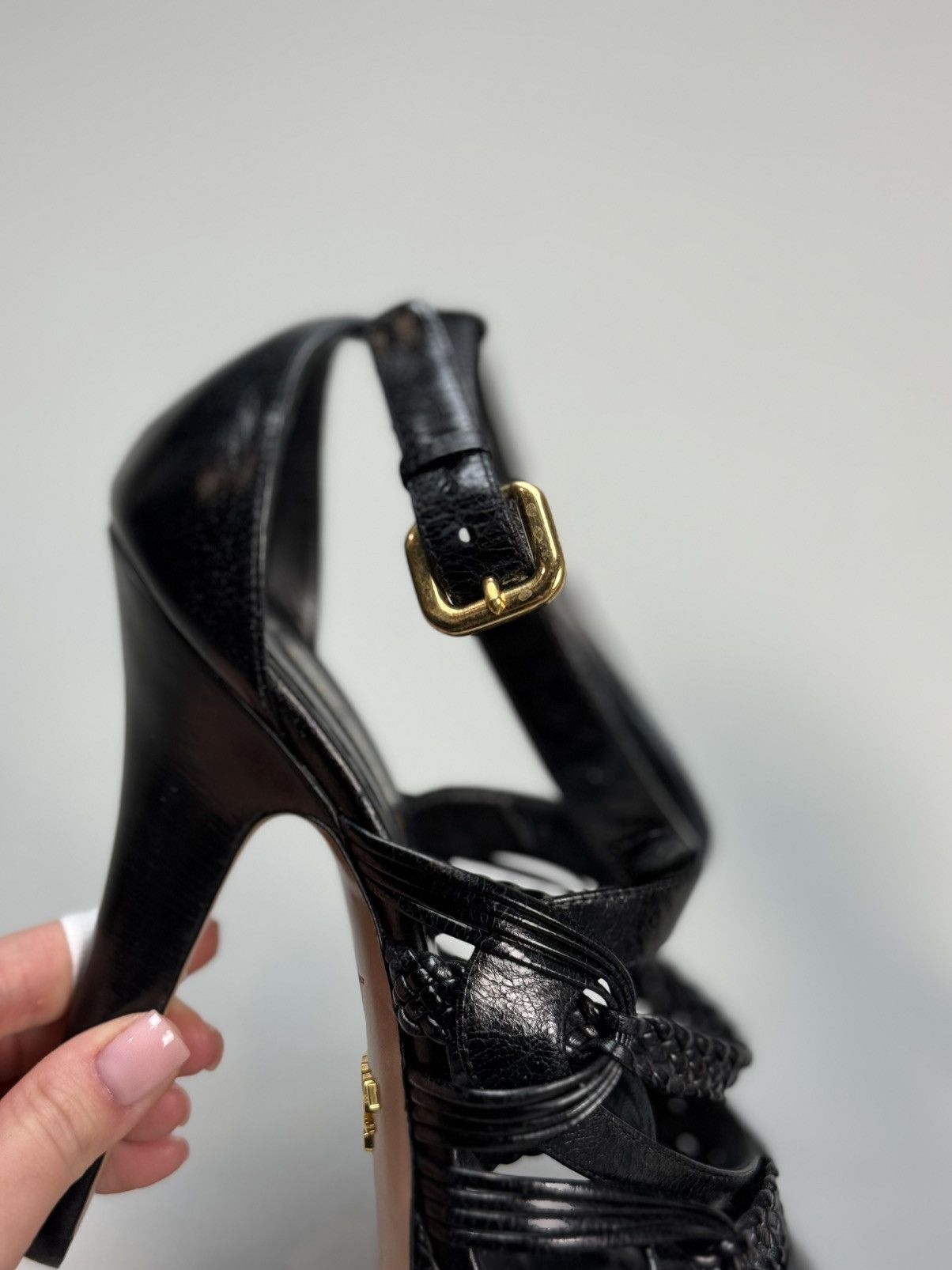 Prada Prada Ladies Black Leather Strappy Heels Shoes Size 41 Size US 10 / IT 40 - 12 Thumbnail