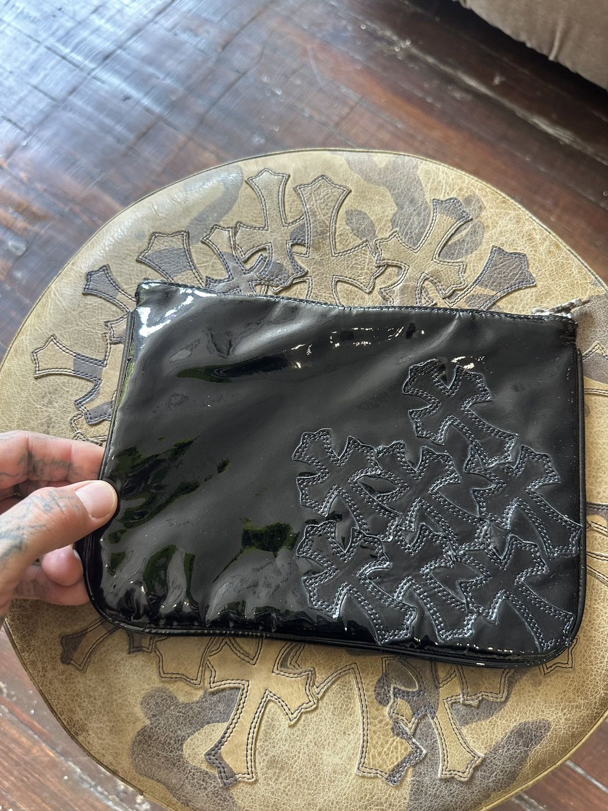 Chrome Hearts Chrome Hearts BAG WALLET TRAVEL Black Shinny Cross Patch Size ONE SIZE - 2 Thumbnail