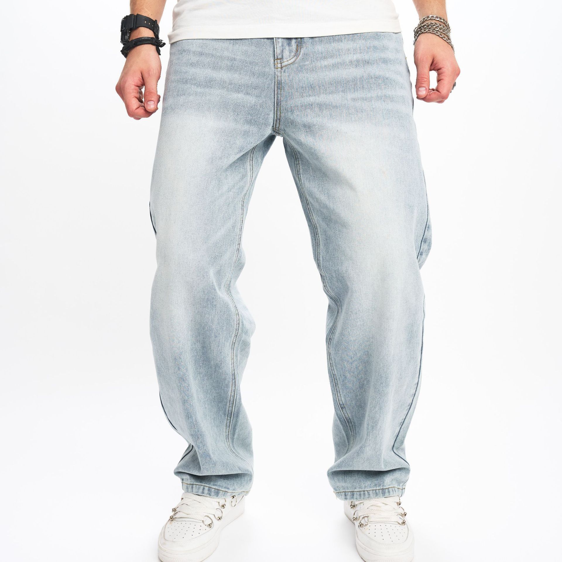 Japanese Brand × Jean Men's street retro washed loose straight jeans Size US 32 / EU 48 - 1 Thumbnail