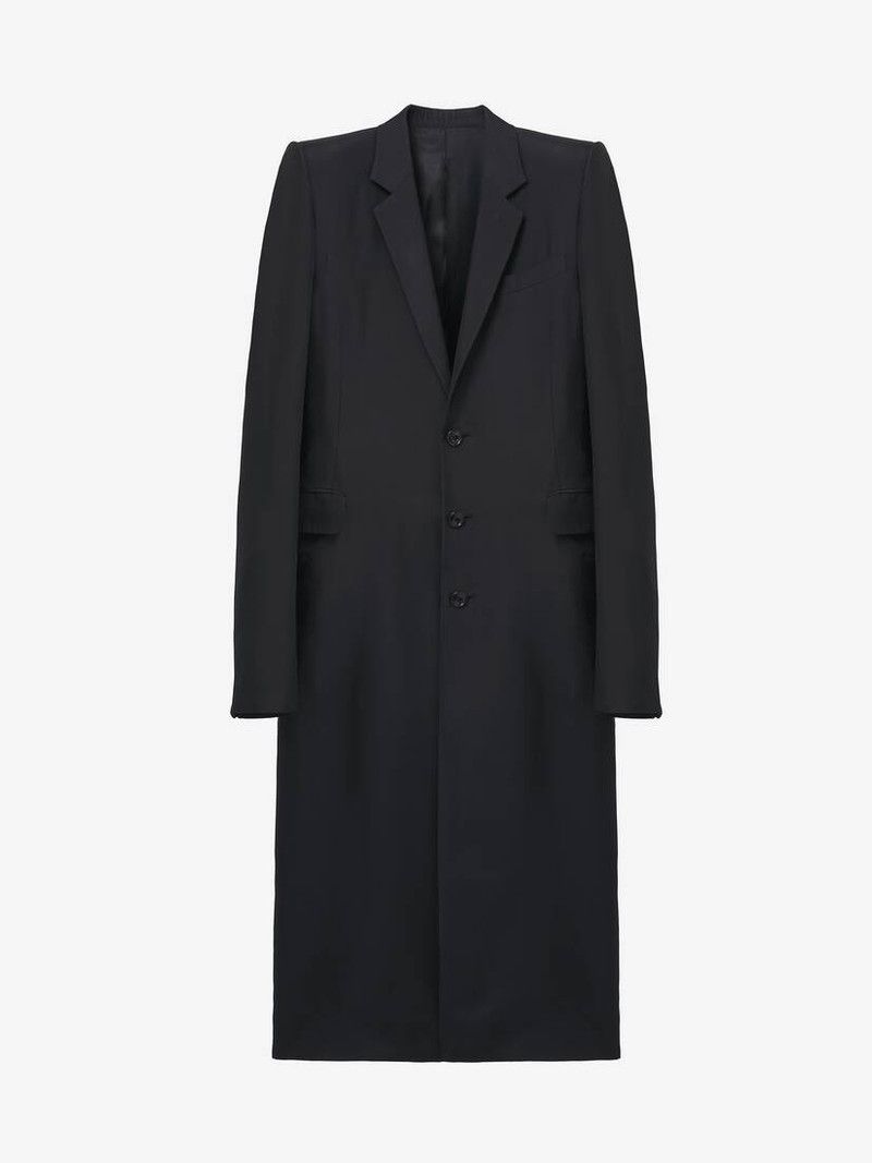 Alexander McQueen o1srvl11e0226 Stacked Shoulder Tailored Coat In Black Size US L / EU 52-54 / 3 - 1 Thumbnail