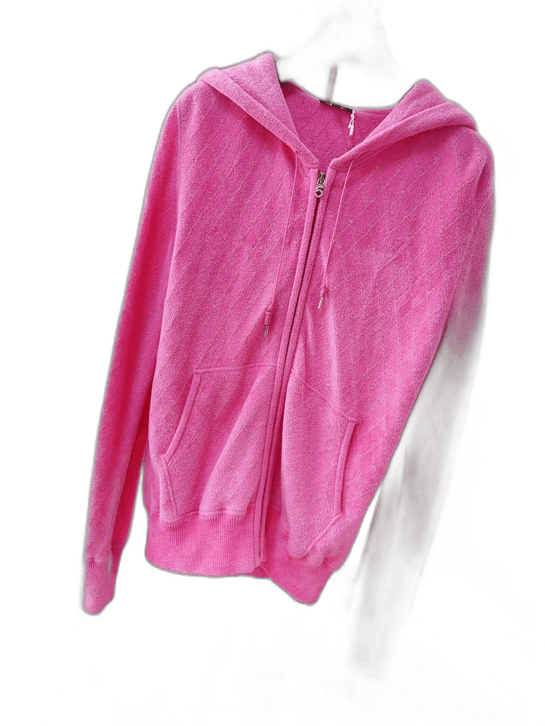 Chanel Chanel Pink Velour Hooded Jacket Size XS / US 0-2 / IT 36-38 - 1 Thumbnail