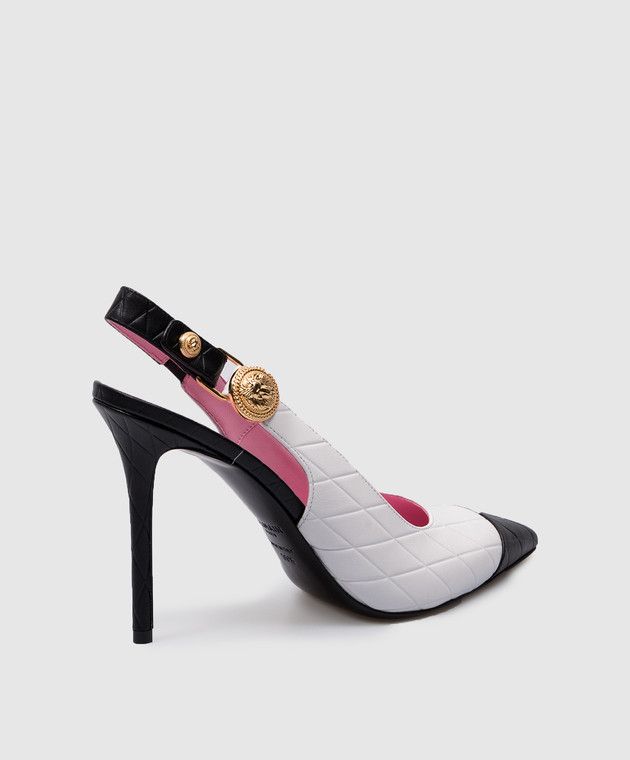 Balmain o1s1wg110925 Pointed Toe Leather Pumps in White/Black Size US 7 / IT 37 - 4 Thumbnail