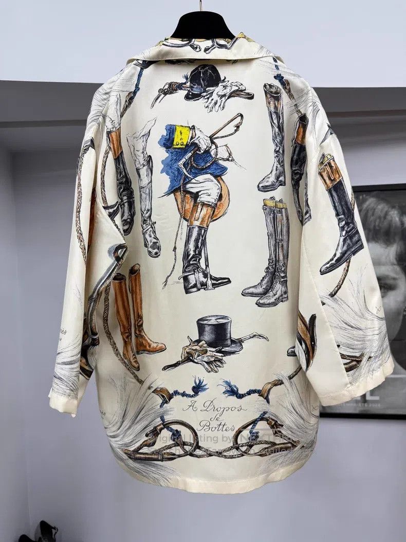 Hermes Hermes Silk print horse boot theme collar shirt Size XS / US 0-2 / IT 36-38 - 3 Thumbnail