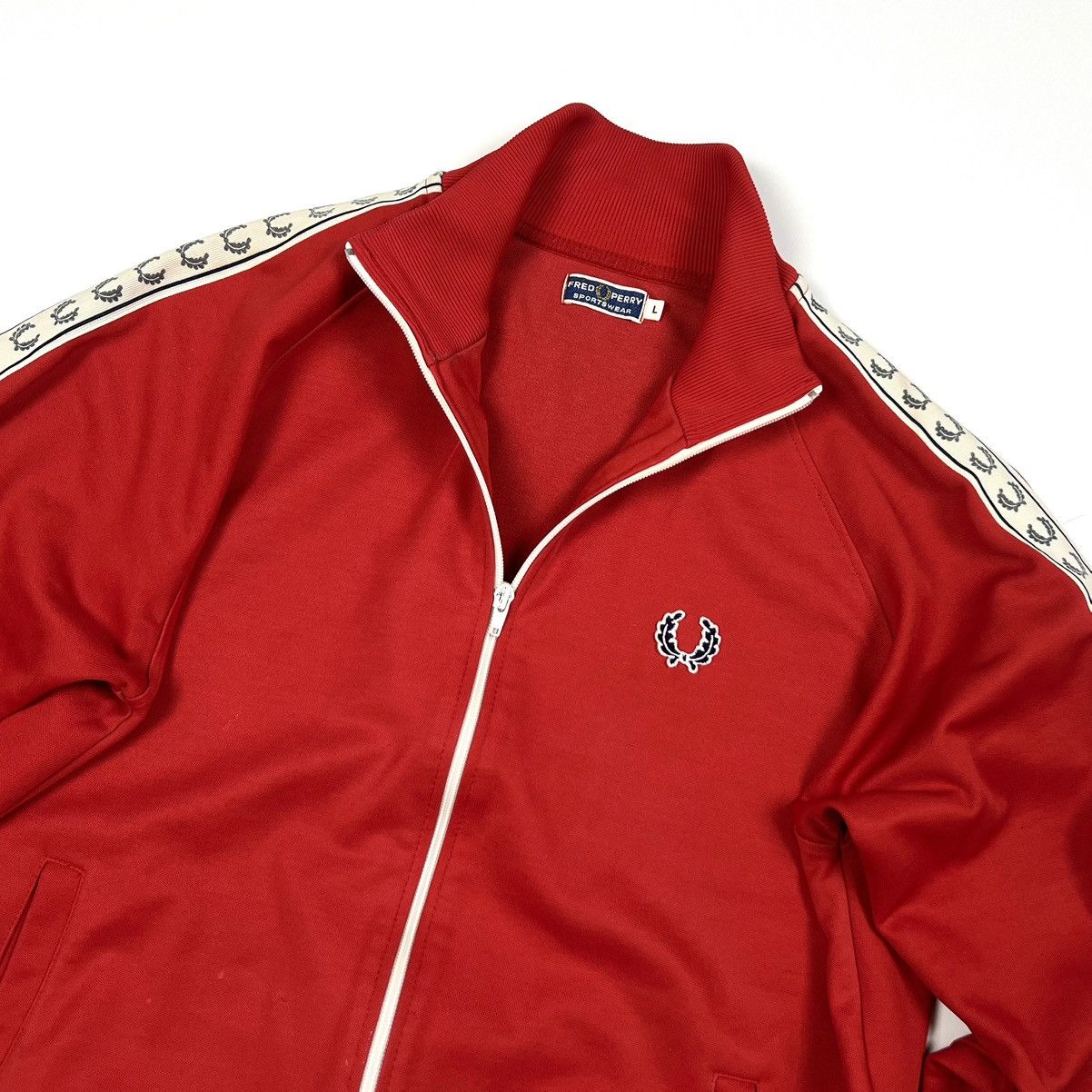 Fred Perry × Vintage Vintage Fred Perry Striped Logo Zip Track Jacket Windbreaker Size US M / EU 48-50 / 2 - 4 Thumbnail