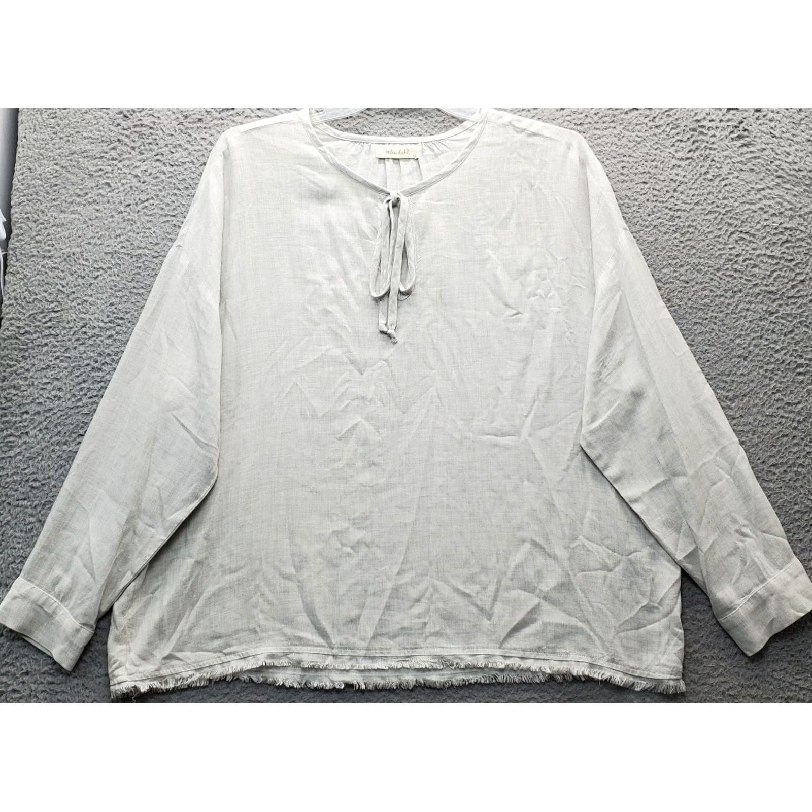 Bell Bella Dahl Blouse Womens M Tan Rayon Long Sleeve Tie Neck Top Shirt Size M / US 6-8 / IT 42-44 - 2 Thumbnail