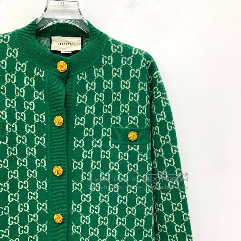 Gucci Gucci Green logo jacquad full-print wool single-breasted l Size XS / US 0-2 / IT 36-38 - 3 Thumbnail