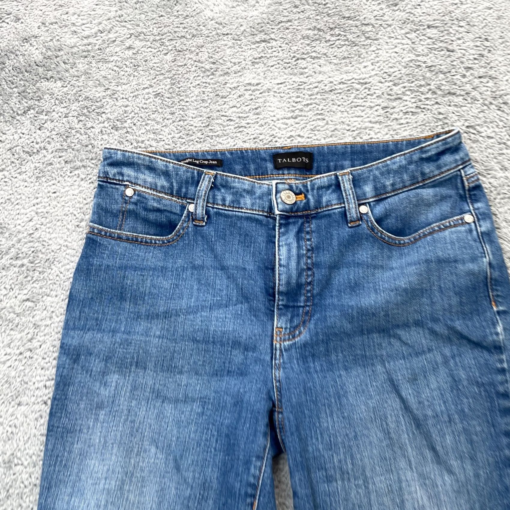 Talbots Talbots Jeans Womens 6P Blue Straight Leg Cropped Denim Stretch Cotton Jeans with 5-Pocket Design Inseam 20 in Logo Button Zipper Size 30" / US 8 / IT 44 - 6 Thumbnail