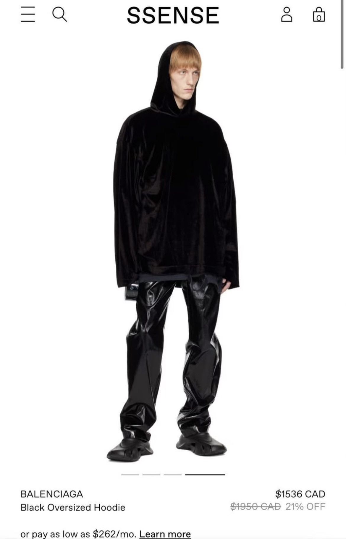Balenciaga BALENCIAGA OVERSIZED VELOUR HOODIE Size US L / EU 52-54 / 3 - 2 Thumbnail