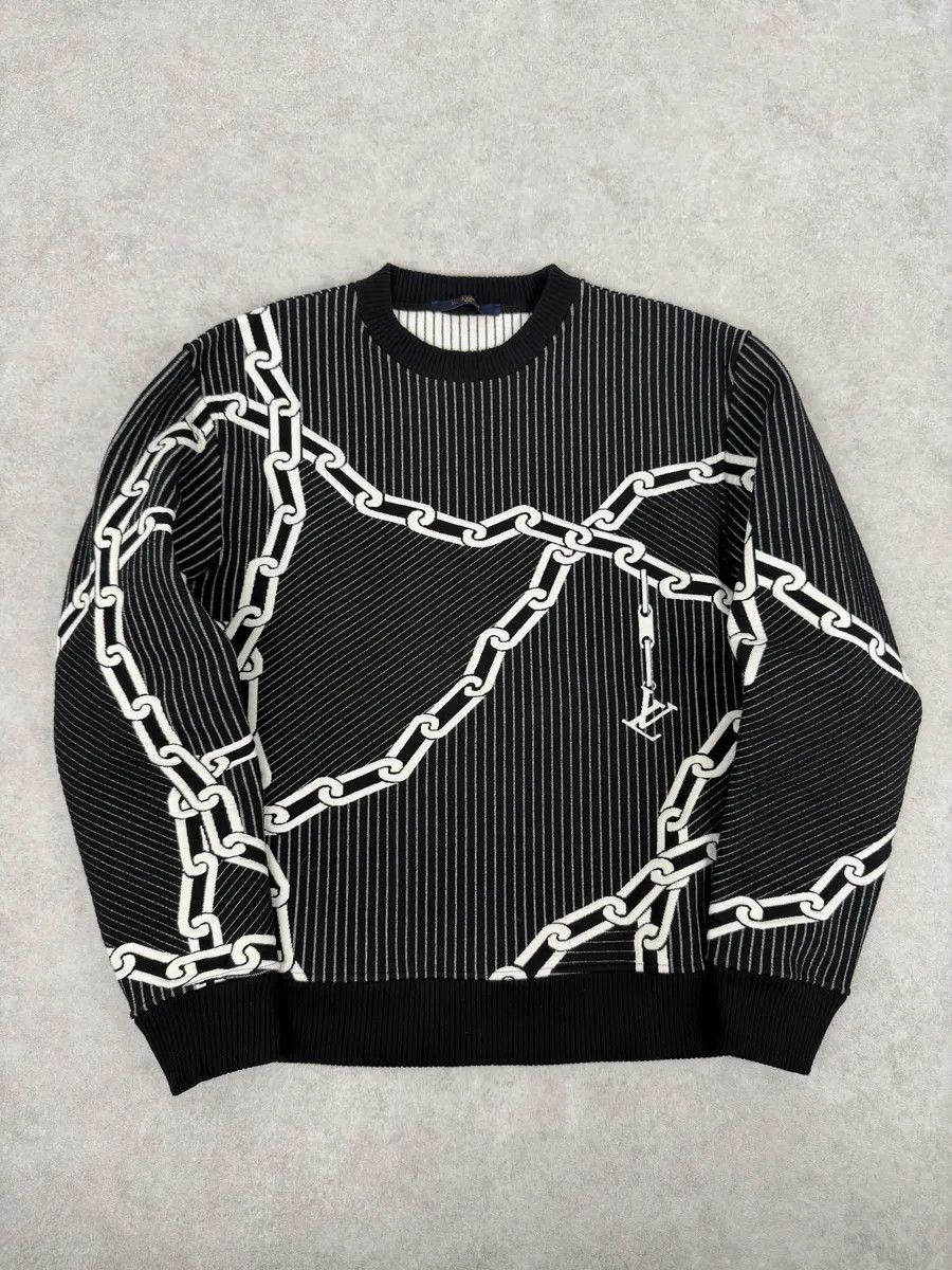 Louis Vuitton 2020 Louis Vuitton Cable 3D Jail Logo Black & White Sweater Size US S / EU 44-46 / 1 - 1 Thumbnail