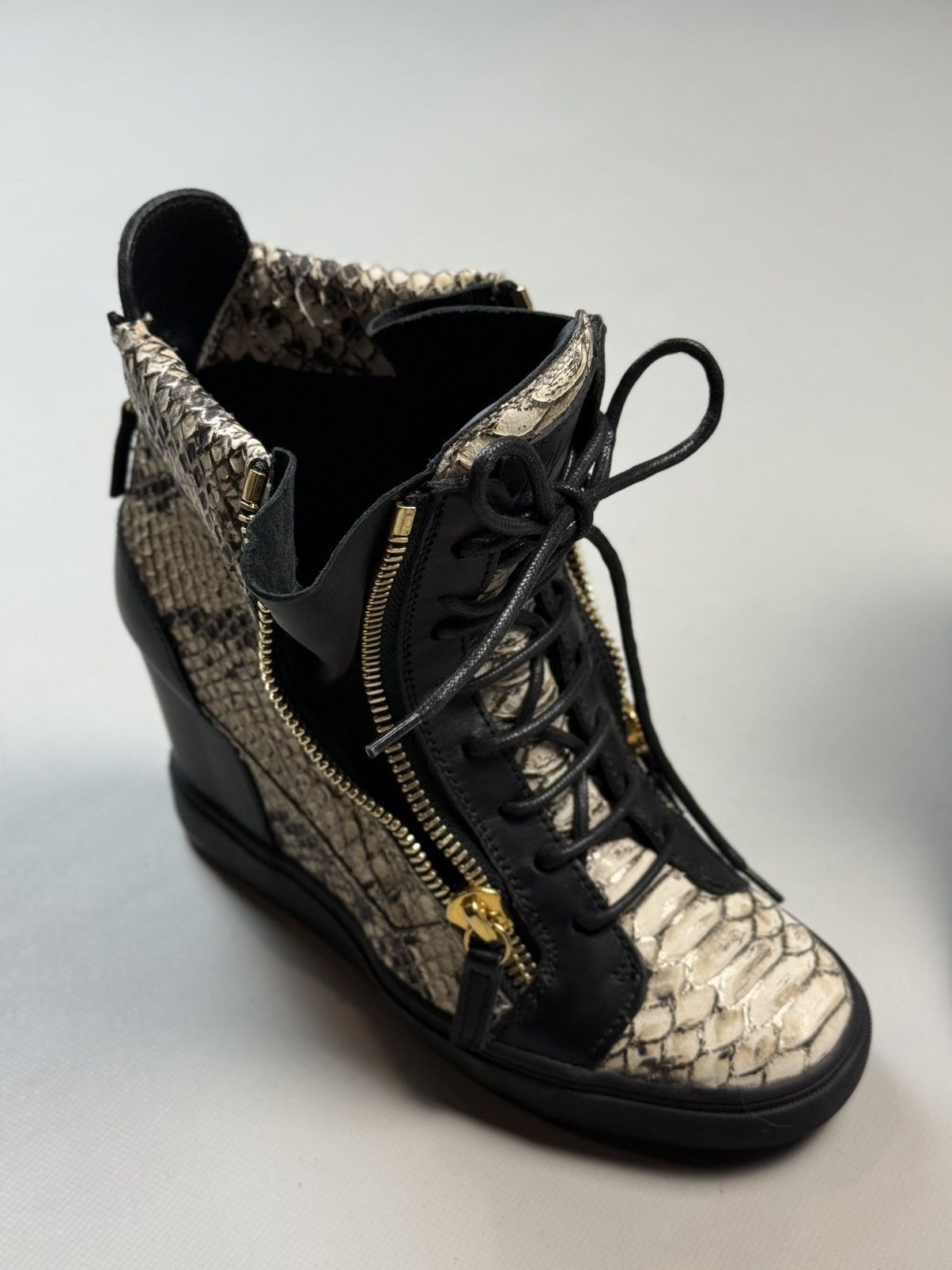 Giuseppe Zanotti Zanotti Python Embossed Leather Coby High Top Sneakers Shoes Size US 8.5 / IT 38.5 - 23 Thumbnail