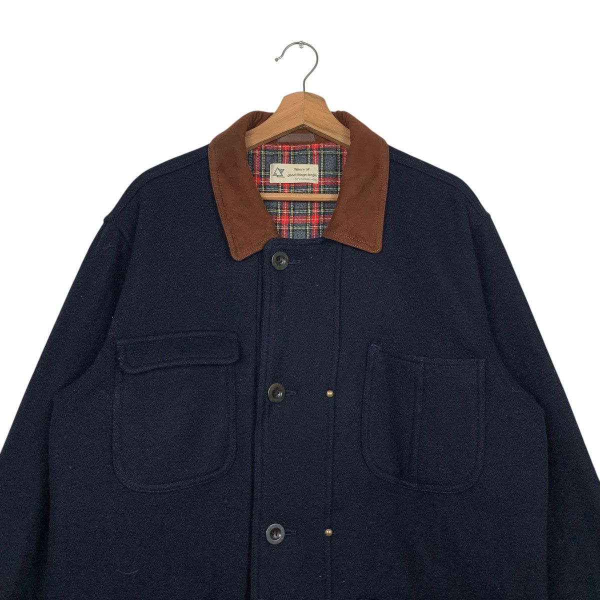 Vintage 90's Classic Wool Coat Tartan Lined City Casual #2776-C125 Size US M / EU 48-50 / 2 - 2 Thumbnail