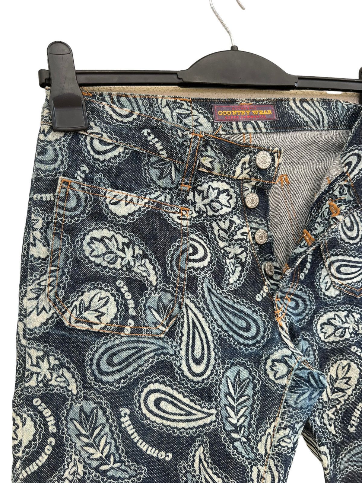 Vintage VTG 90s Ozone Community Tokyo Paisley Denim Bootcut Jeans Size US 29 - 8 Thumbnail