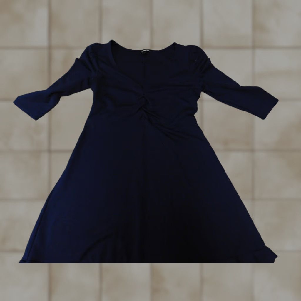 Express Express Dress Women Long A-Line Blue Medium M Rayon Stretch Casual Classic Dolman Sleeve Crew Neck Pullover Solid Size M / US 6-8 / IT 42-44 - 1 Thumbnail
