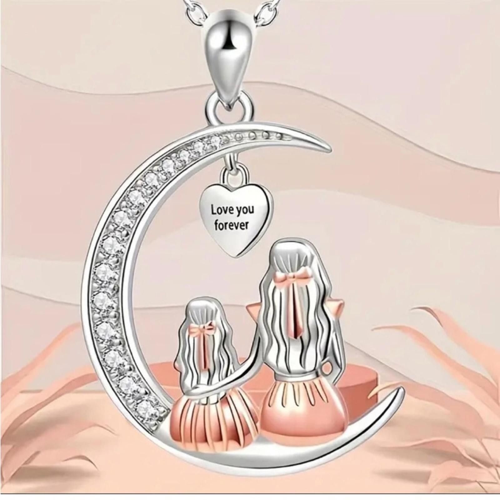 Designer Silver and Gold Mother Daughter Pendant Necklace Mothers Day Size ONE SIZE - 1 Thumbnail