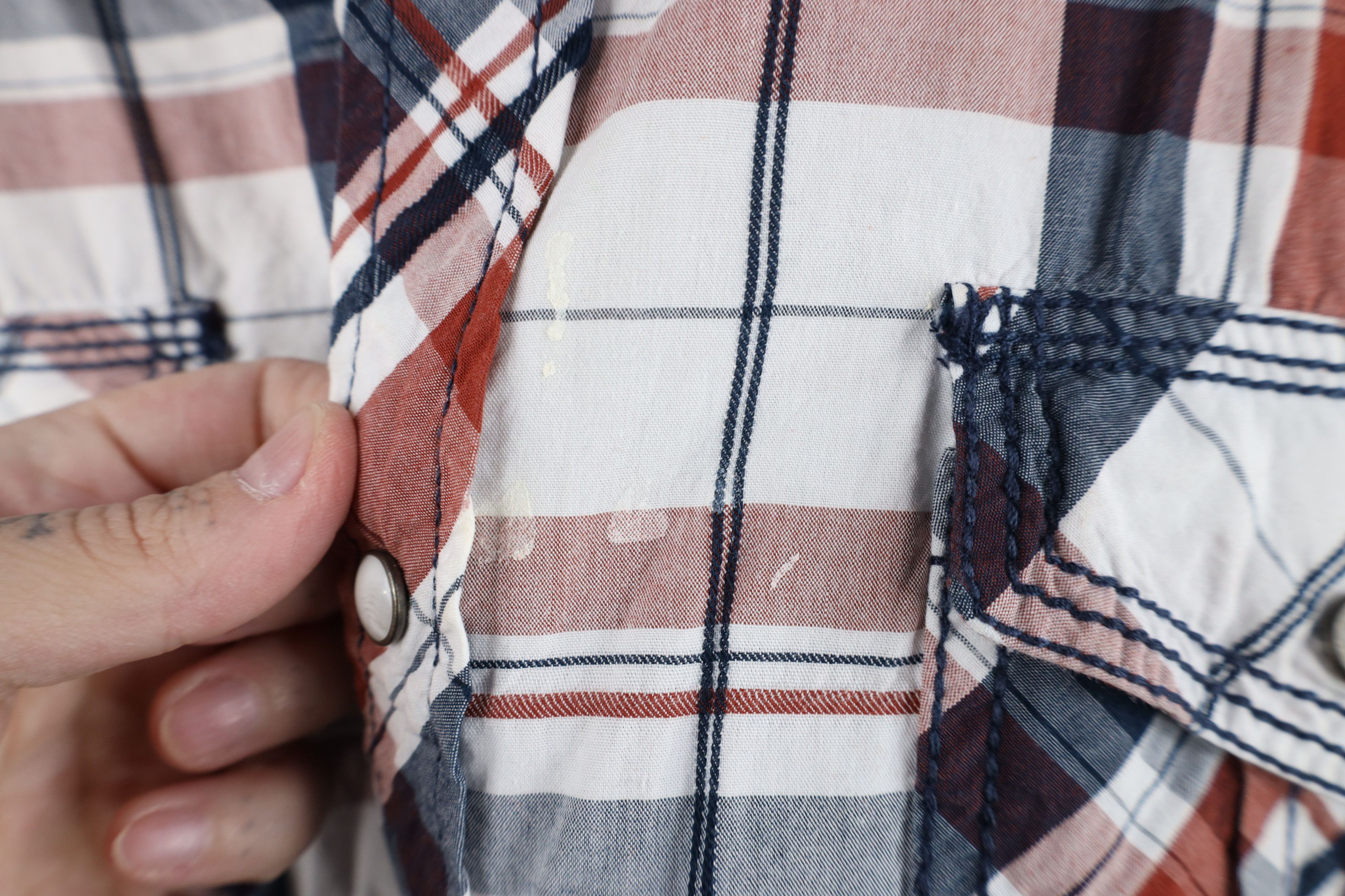 Vintage Buckle BKE Distressed Thick Stitch Snap Button Shirt Plaid Size US XL / EU 56 / 4 - 5 Thumbnail