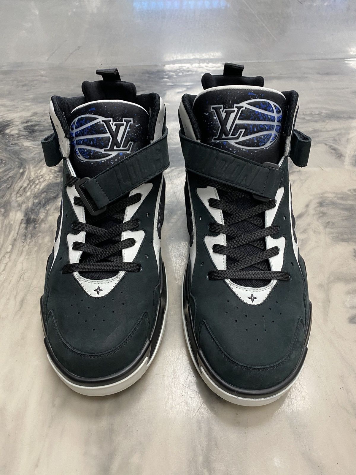 Louis Vuitton LV Trainer 2 black blue suede hi top 9.5 authentic rare Size US 9.5 / EU 42-43 - 2 Thumbnail