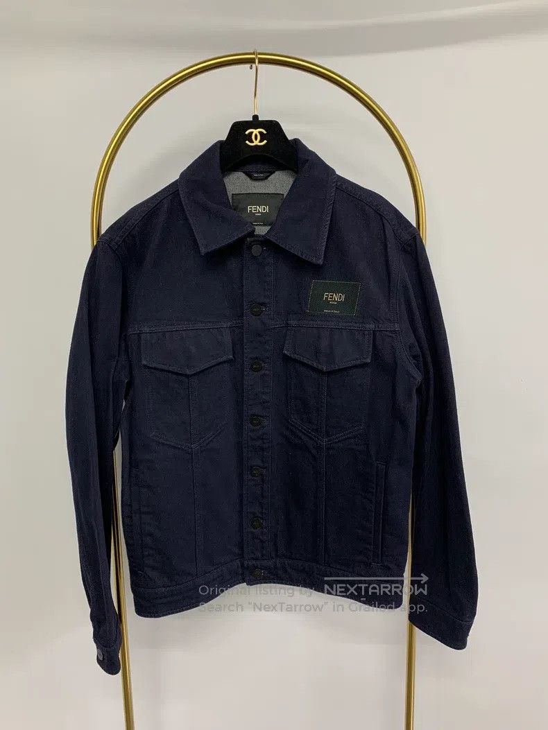 Fendi Fendi Men's blue embroidered denim jacket Size US S / EU 44-46 / 1 - 1 Thumbnail