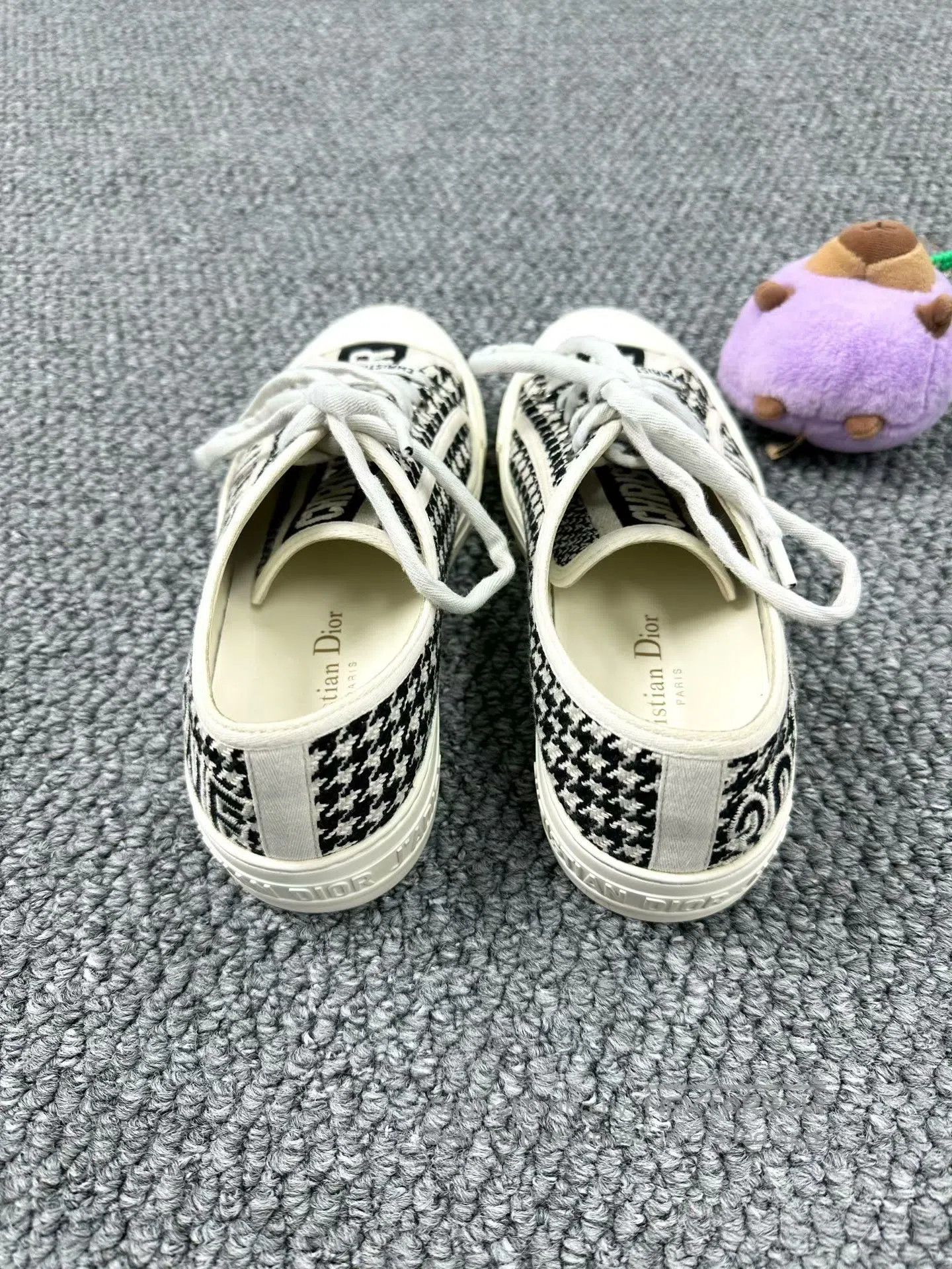 Dior Dior Black and White Houndstooth Low-Top Canvas Shoes| Size US 5.5 / IT 35.5 - 3 Thumbnail