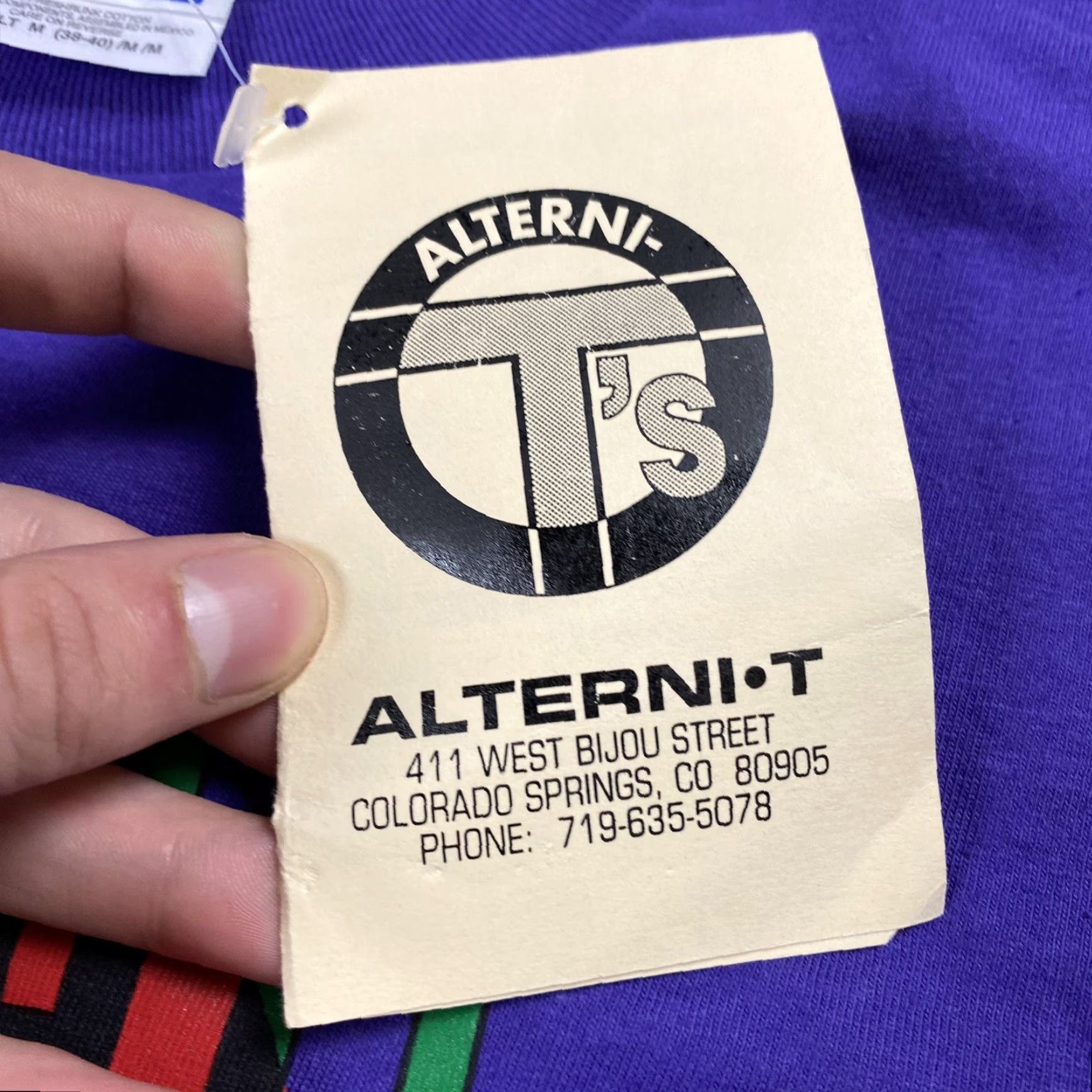Vintage VINTAGE ALTERNI-T 90s POP ART T-SHIRT - Purple, Crew Neck, Short Sleeve, Mens M, Graphic Celebrate Diversity, 90s USA, Aerosmith, Astro Boy Theme Size US M / EU 48-50 / 2 - 3 Thumbnail