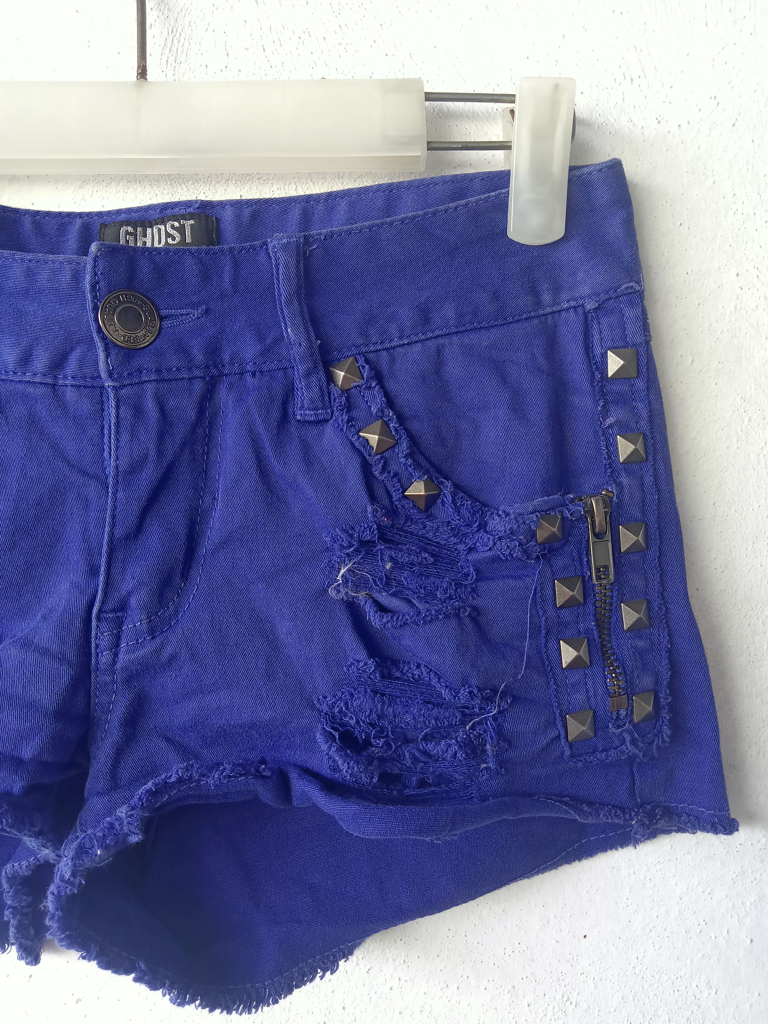 Japanese Brand Ghost of Harlem Distressed Ripped Studbutton Short Pants Size 26" / US 2 / IT 38 - 2 Thumbnail