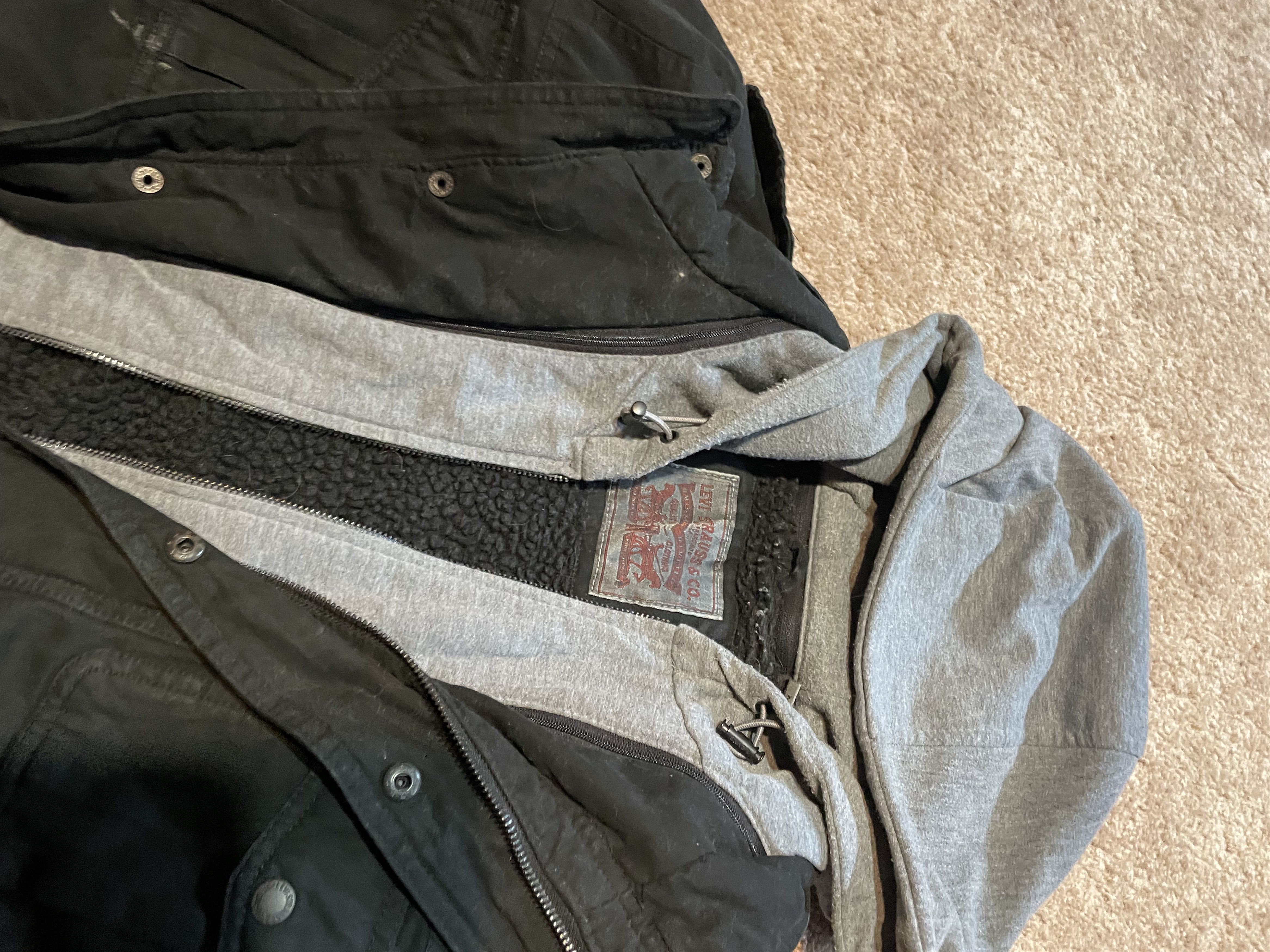 Levi's Levis Black Dual Hoodie Zip Fur Inside Jacket Medium Size US M / EU 48-50 / 2 - 3 Thumbnail