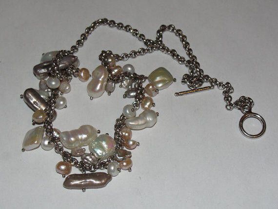 Designer Sterling Grey & White Baroque Freshwater Pearl Necklace Size ONE SIZE - 3 Thumbnail