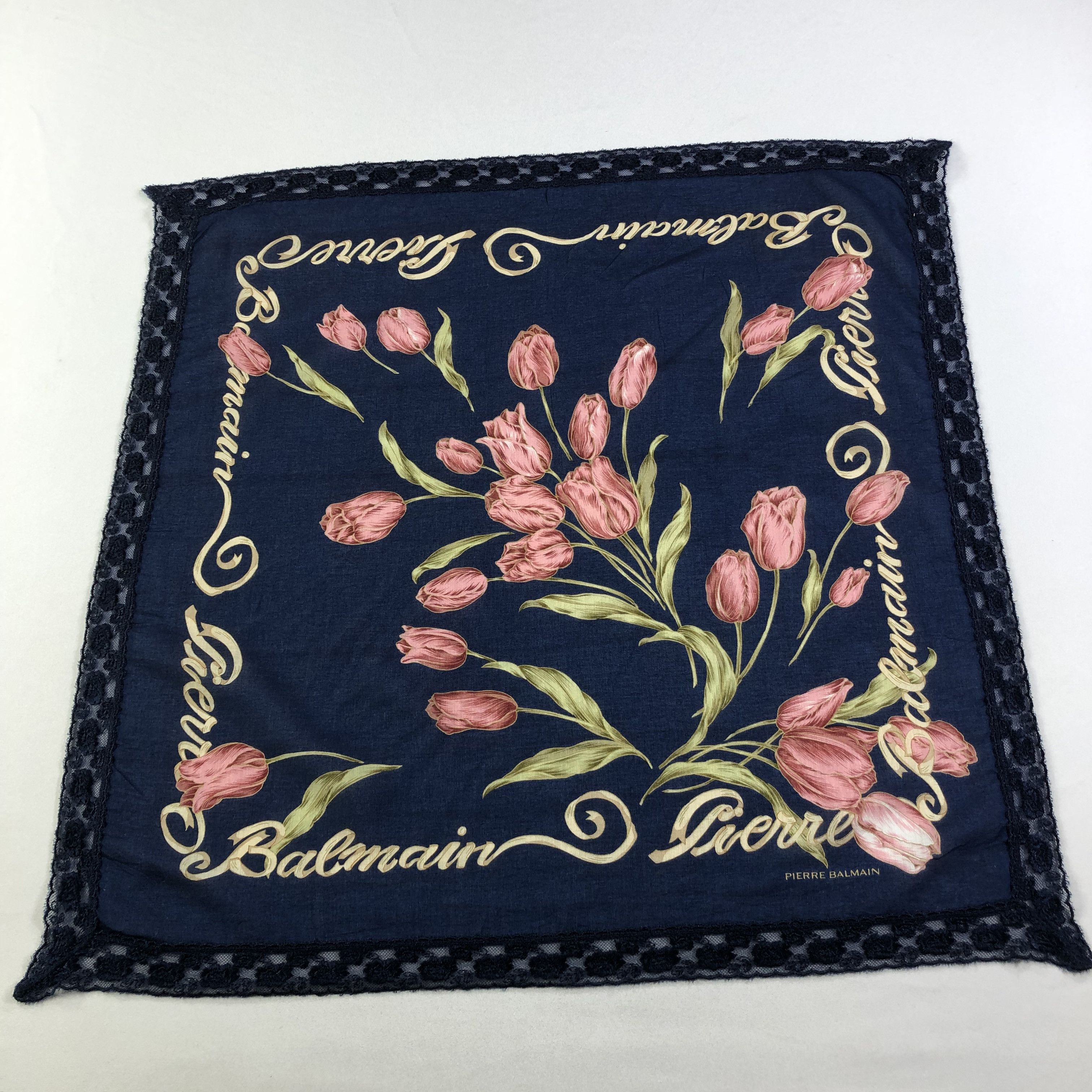 Pierre Balmain Pierre Balmain Laces Handkerchief Neckerchief Bandana H1586 Size ONE SIZE - 1 Thumbnail