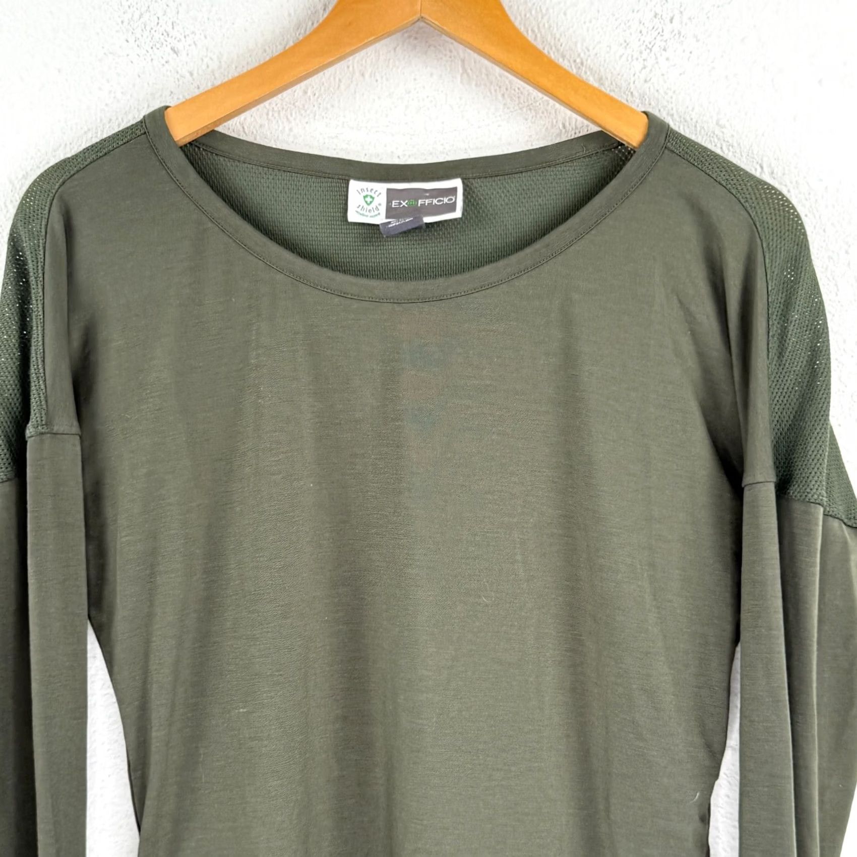 ExOfficio VINTAGE ExOfficio Womens Long Sleeve Shirt XS Round Neck Green Slits Shirt Womens XS Green Slit Size XS / US 0-2 / IT 36-38 - 2 Thumbnail
