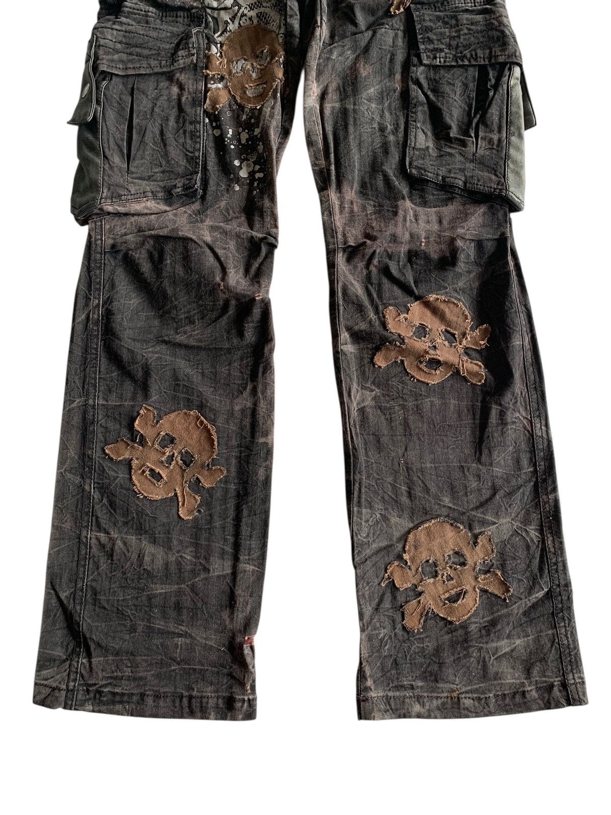 If Six Was Nine FLARE RAIN DOUBLE WAIST PUNK SKULL CUSTOM DISTRESSED DENIM Size US 28 / EU 44 - 6 Thumbnail