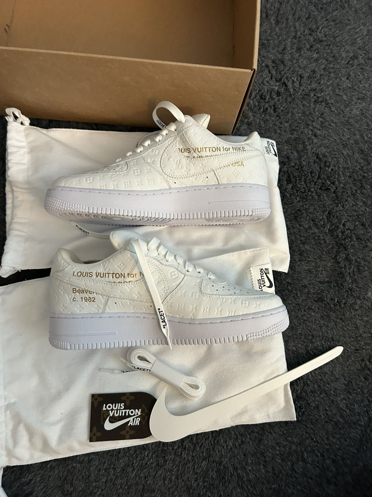 Louis Vuitton Louis Vuitton Nike White Monogram Low Top Air Force 1 Size US 9 / EU 42 - 1 Thumbnail