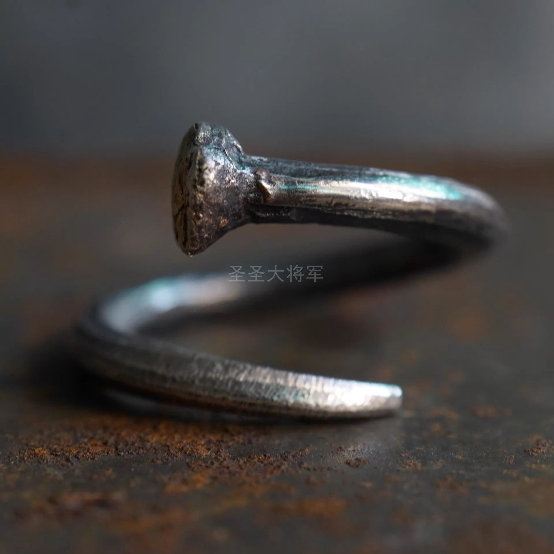 DETAJ Detaj Distressed 18KGP 925 Silver Spiral Nail Ring 14+20 Size ONE SIZE - 4 Thumbnail