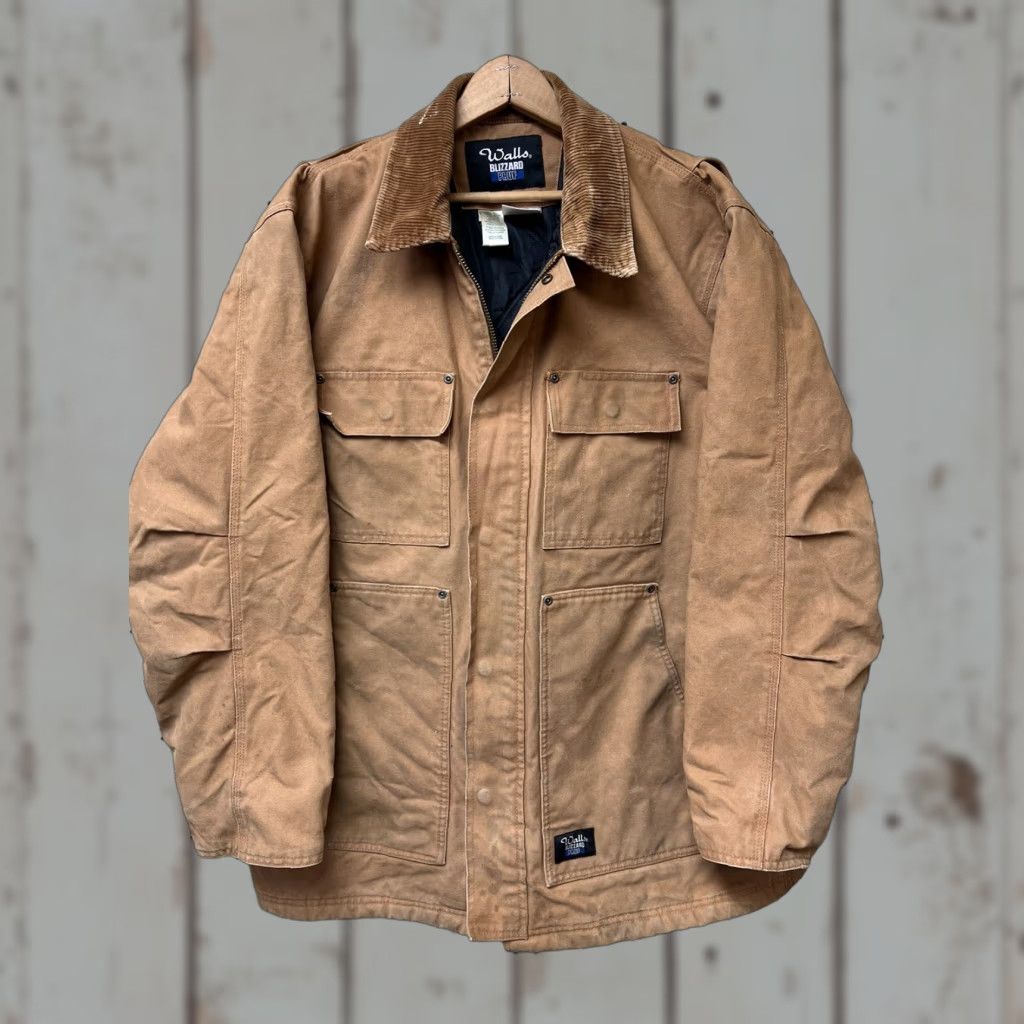 Walls VINTAGE Walls Blizzard Pruf Insulated Corduroy Cotton Work Jacket Large T Mens Jacket Camel Brown 90s Logo Pockets Full Zip Mid-Length Size US L / EU 52-54 / 3 - 1 Thumbnail