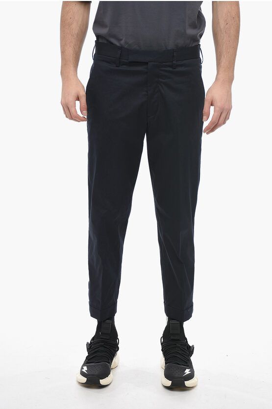 image of Neil Barrett Slim Fit Barrett Metal Pants With Adjustable Ankles in Blue, Men's (Size 31)