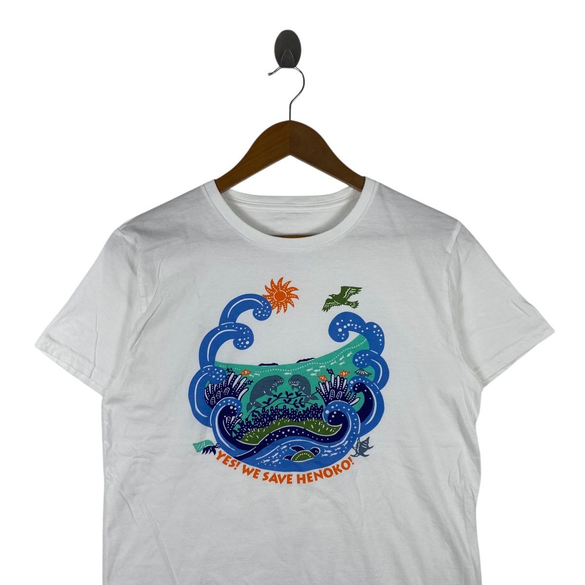 Vintage WE SAVE HENOKO Japan Okinawa Preservation Nature Tee Shirt Size L / US 10 / IT 46 - 2 Thumbnail