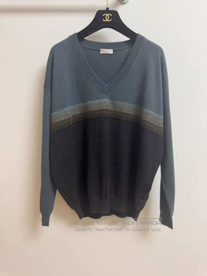 Brunello Cucinelli Brunello Cucinelli Blue-Grey Cashmere Knit Sweater, Exquis Size XS / US 0-2 / IT 36-38 - 1 Thumbnail