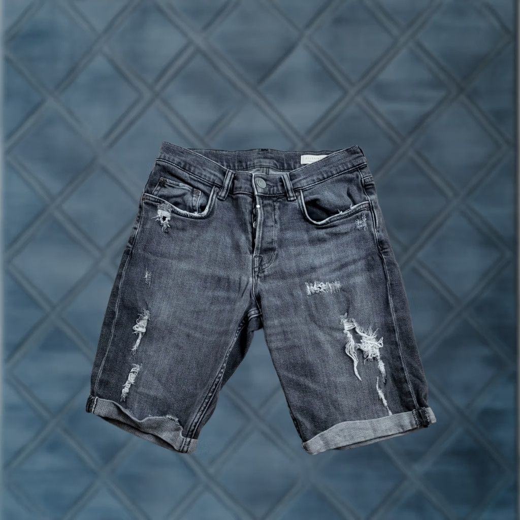 Allsaints AllSaints Barge Shorts Size 28 Mens Black Denim Distressed? No Distressed 9in Inseam Zip Button Pockets Belt Loops Regular Fit Size US 28 / EU 44 - 1 Thumbnail