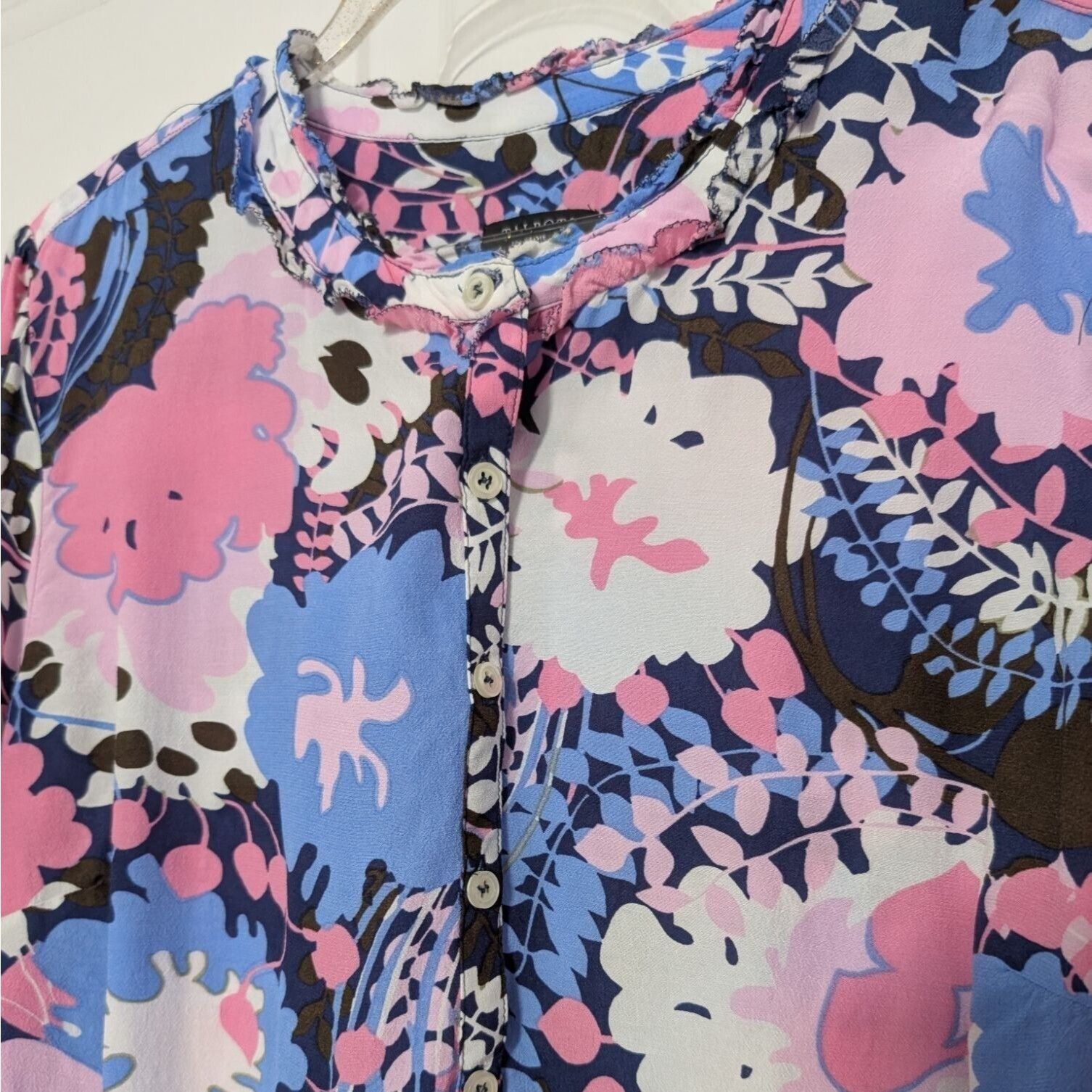 Talbots Talbots Floral Blouse Womens Petite Size XL Blue Pink Size XL / US 12-14 / IT 48-50 - 3 Thumbnail