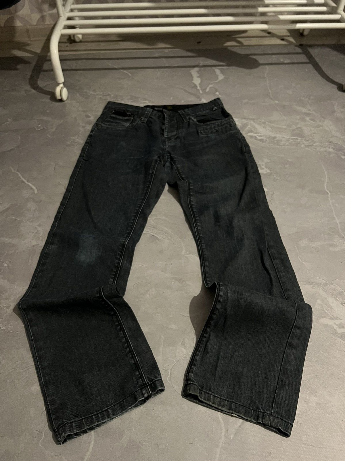 Vintage Underground Rock Jean / Distressed Faded Black Jean