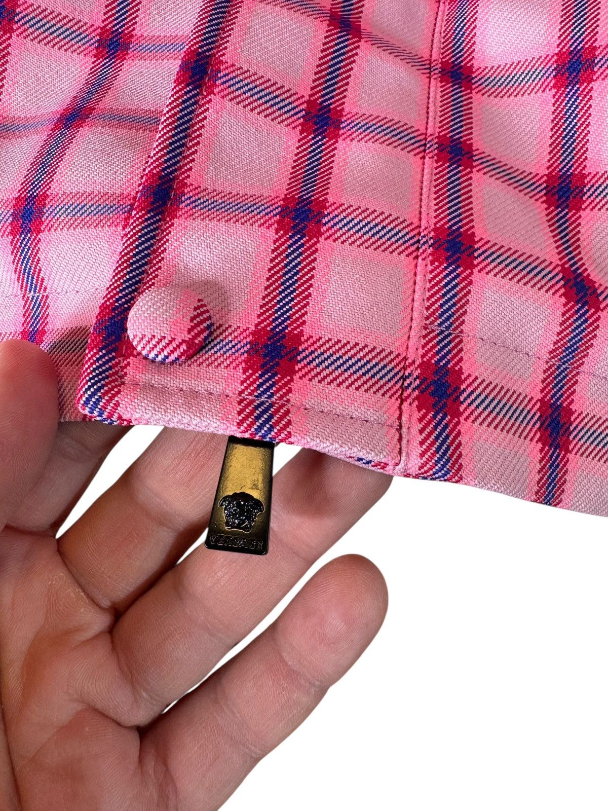 Versace Versace pink check jacket with hidden hood – size M Size US M / EU 48-50 / 2 - 3 Thumbnail