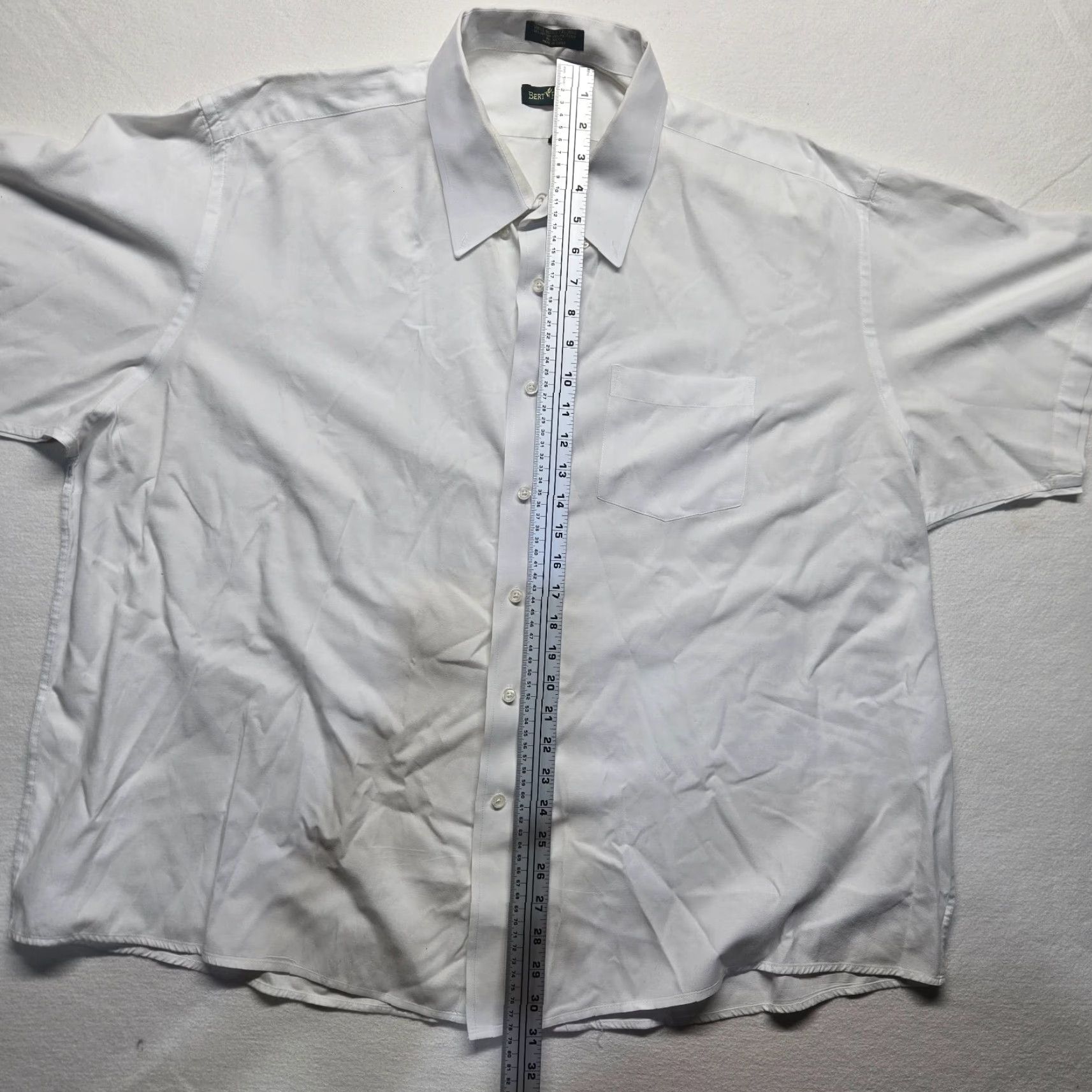 Vintage Bert Pulitzer Shirt Solid White Short Sleeve Button Up Adult Men's Size 20 Big & Tall White Cotton Shirt Button-Down 20 Bert Pulitzer Mens Shirt Size US XXL / EU 58 / 5 - 6 Thumbnail