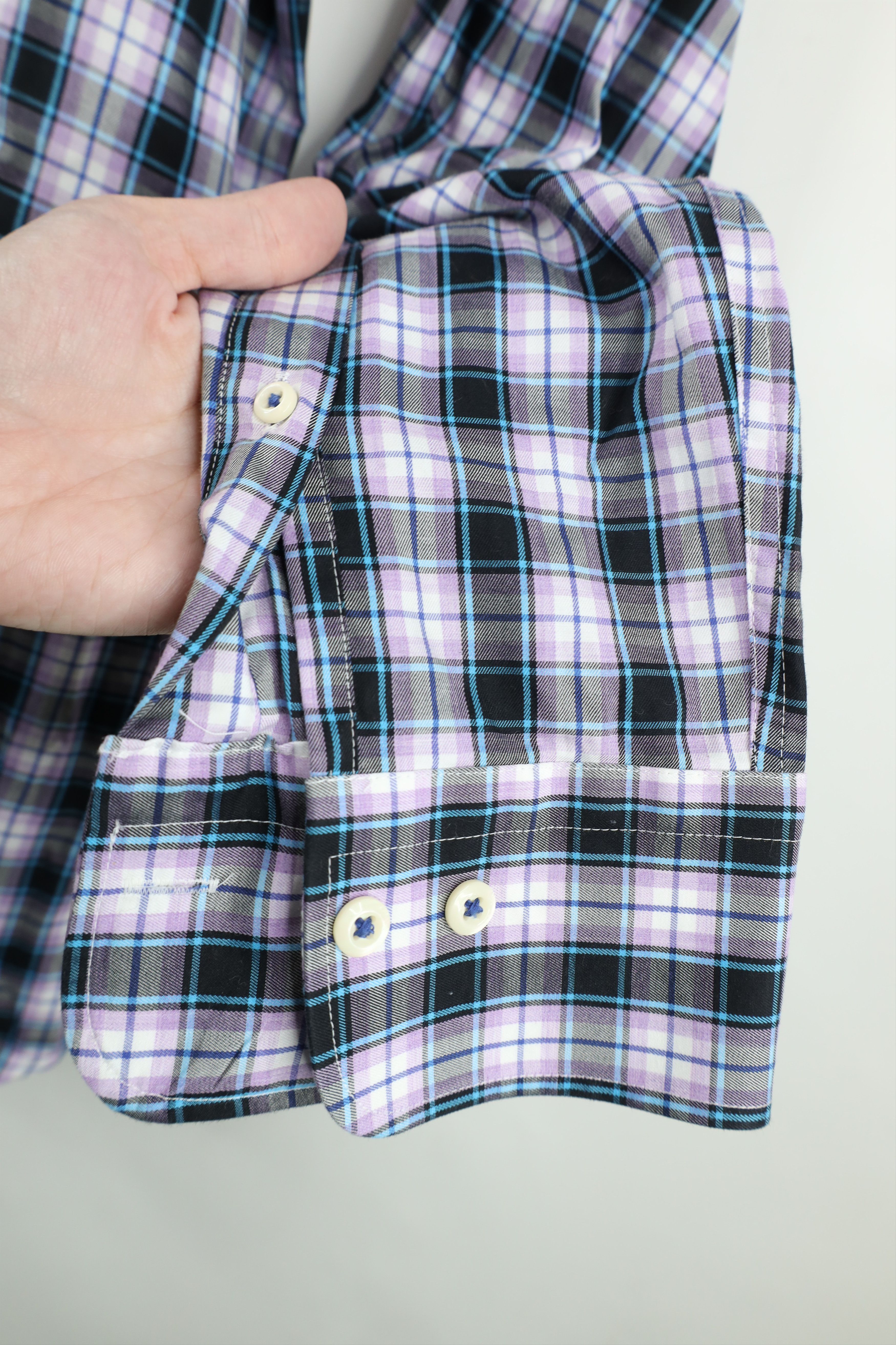 Peter Millar Peter Millar Cotton Collared Button Down Shirt Purple Plaid Size US L / EU 52-54 / 3 - 6 Thumbnail