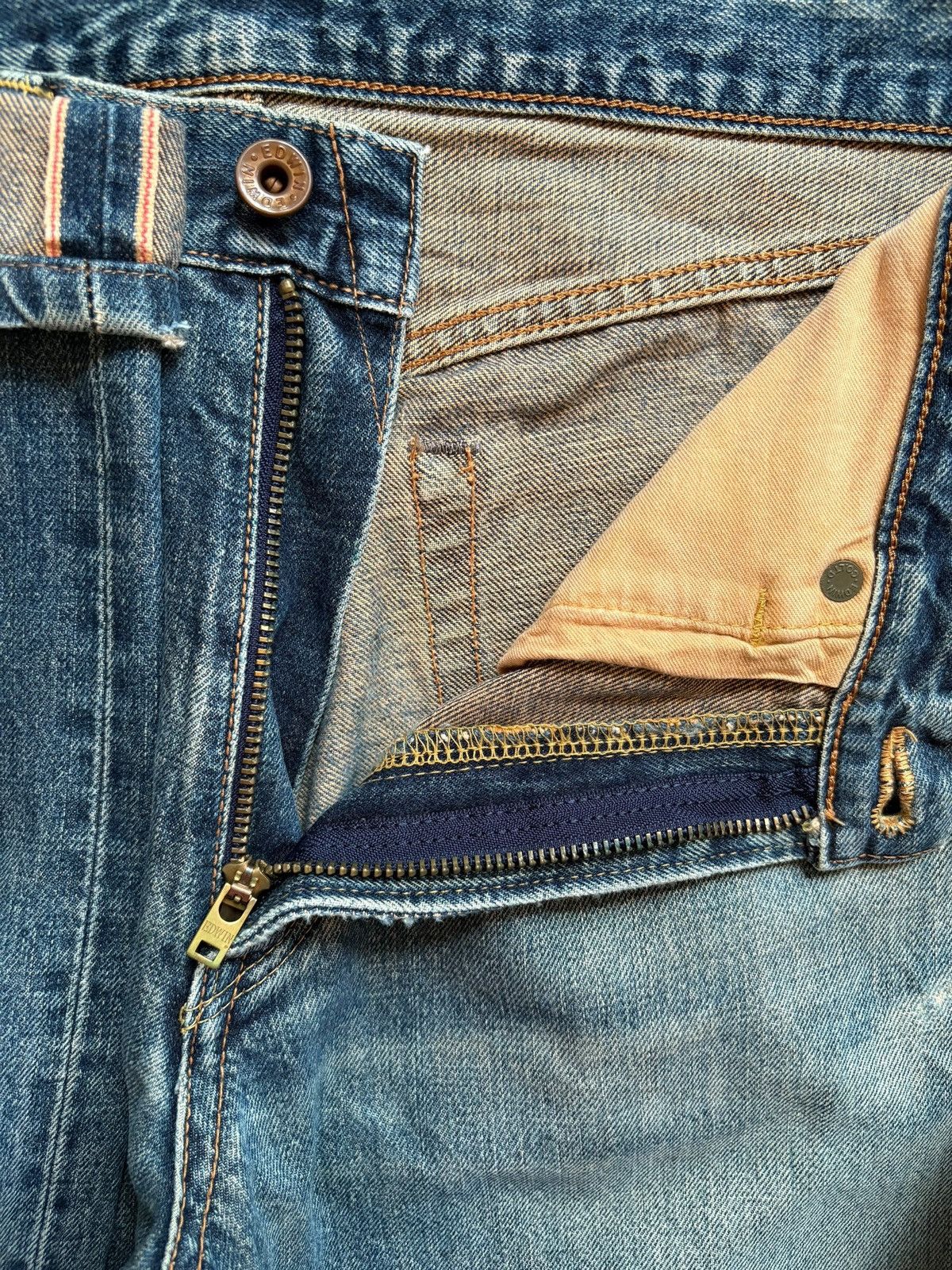 Edwin × Japanese Brand Vintage Japanese Edwin 505x Selvedge Mud Wash Baggy Jeans Size US 31 - 10 Thumbnail