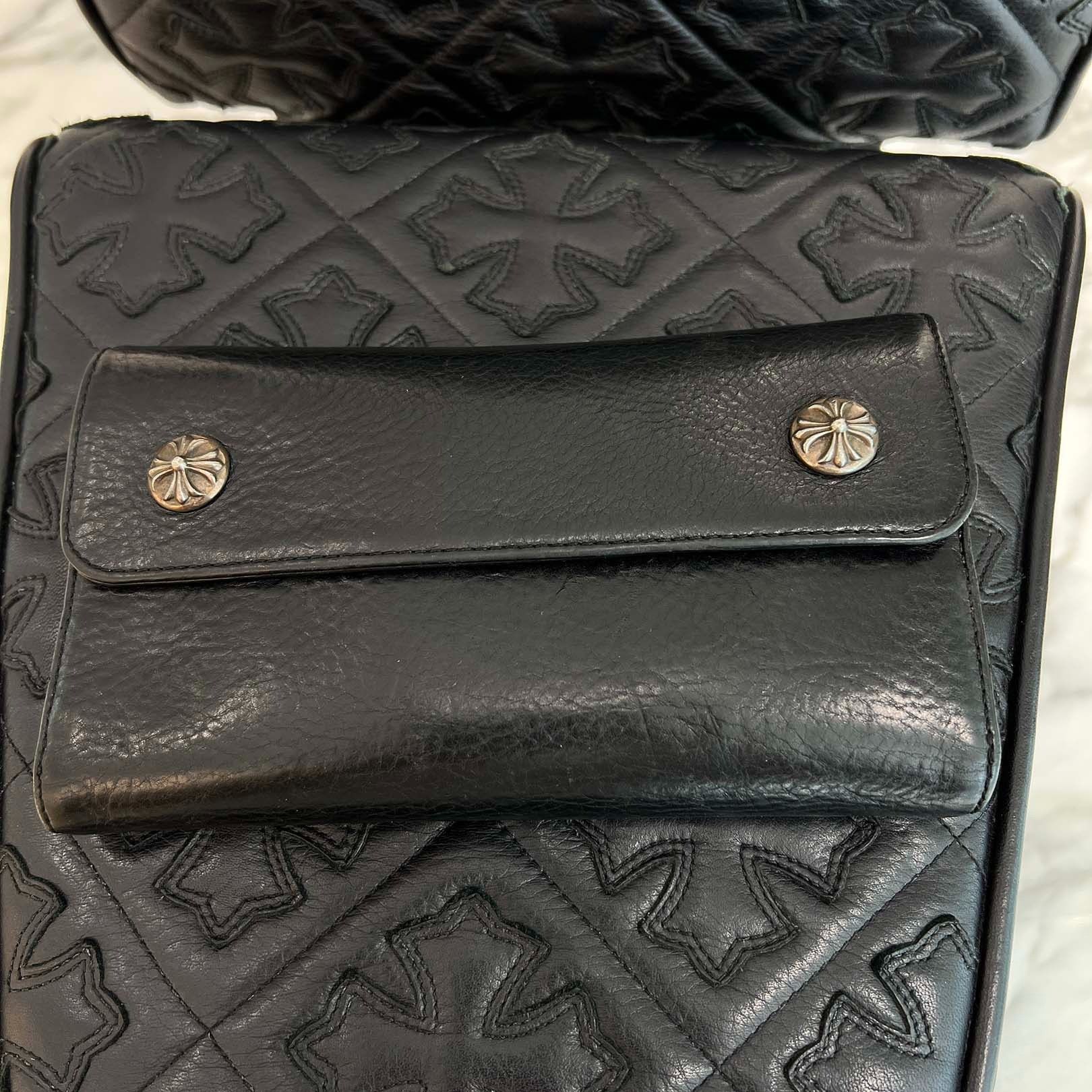 CHROME HEARTS Wave Cross Ball Wallet leather