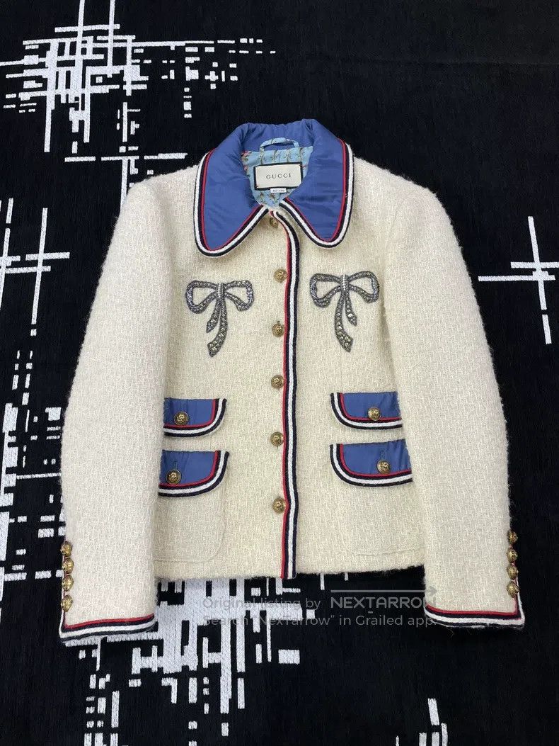 Gucci Gucci Studded bow doll collar tweed coat Size S / US 4 / IT 40 - 1 Thumbnail