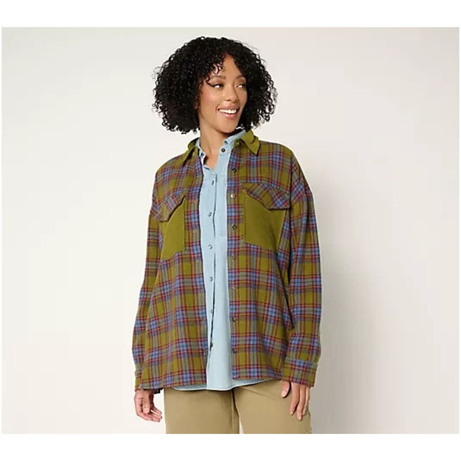 peaceminusone Peace Love World Brushed Flannel Plaid Jacket L A725594 Size L / US 10 / IT 46 - 1 Thumbnail