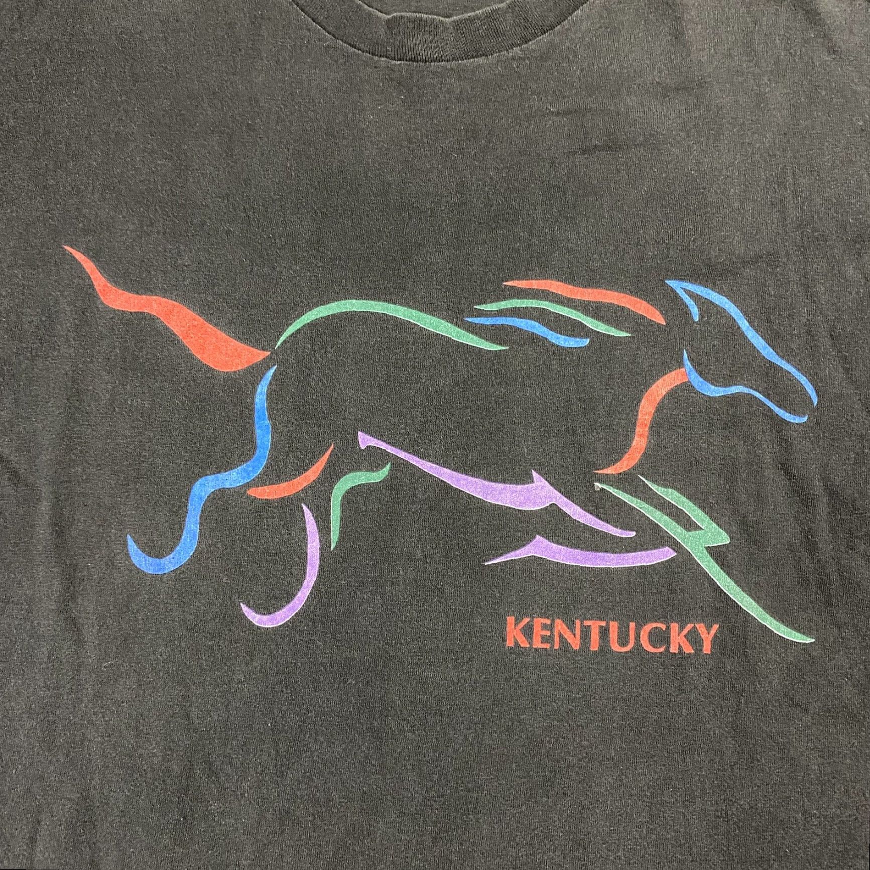 Vintage VTG 90s Kentucky Derby Shirt - Horse Graphic Print - Black - XL - Men's - Cotton Jersey - Crew Neck - Short Sleeve - Regular Fit - USA Made Size US XL / EU 56 / 4 - 2 Thumbnail