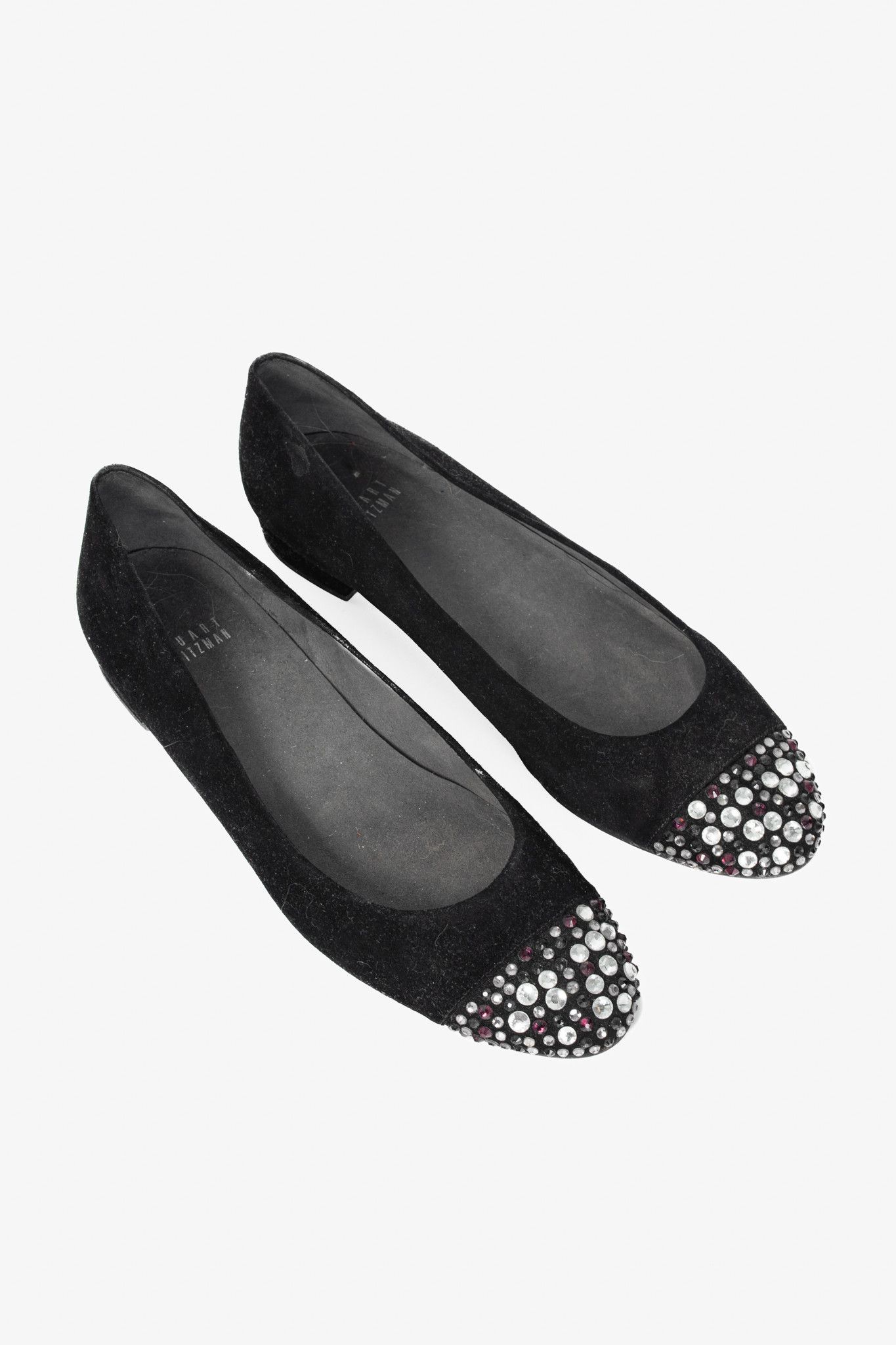 Stuart Weitzman Stuart Weitzman Bubbly Suede Crystal-Cap-Toe Ballet Flats Size US 8.5 / IT 38.5 - 1 Thumbnail