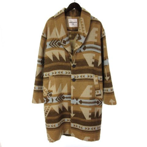 image of Fr2 Coat Blanket Chester All Pattern Wool Blend 2 Button Beige, Men's (Size Medium)